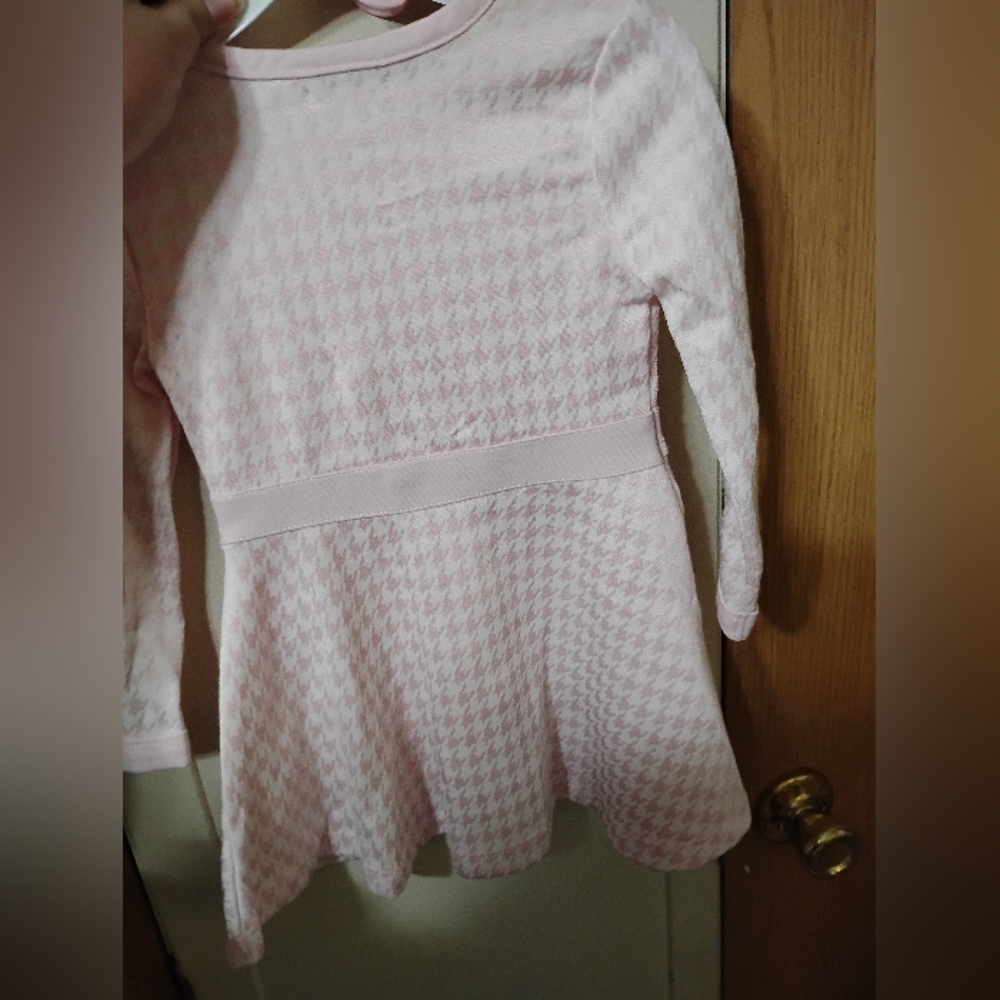 btween Pink Houndstooth Dress with Gold Accents - Picture 2 of 2